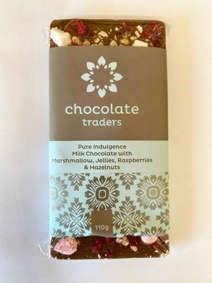 Indulgence Bar - Milk Chocolate with Marshmallow, Jellies, Raspberries &amp; Hazelnuts