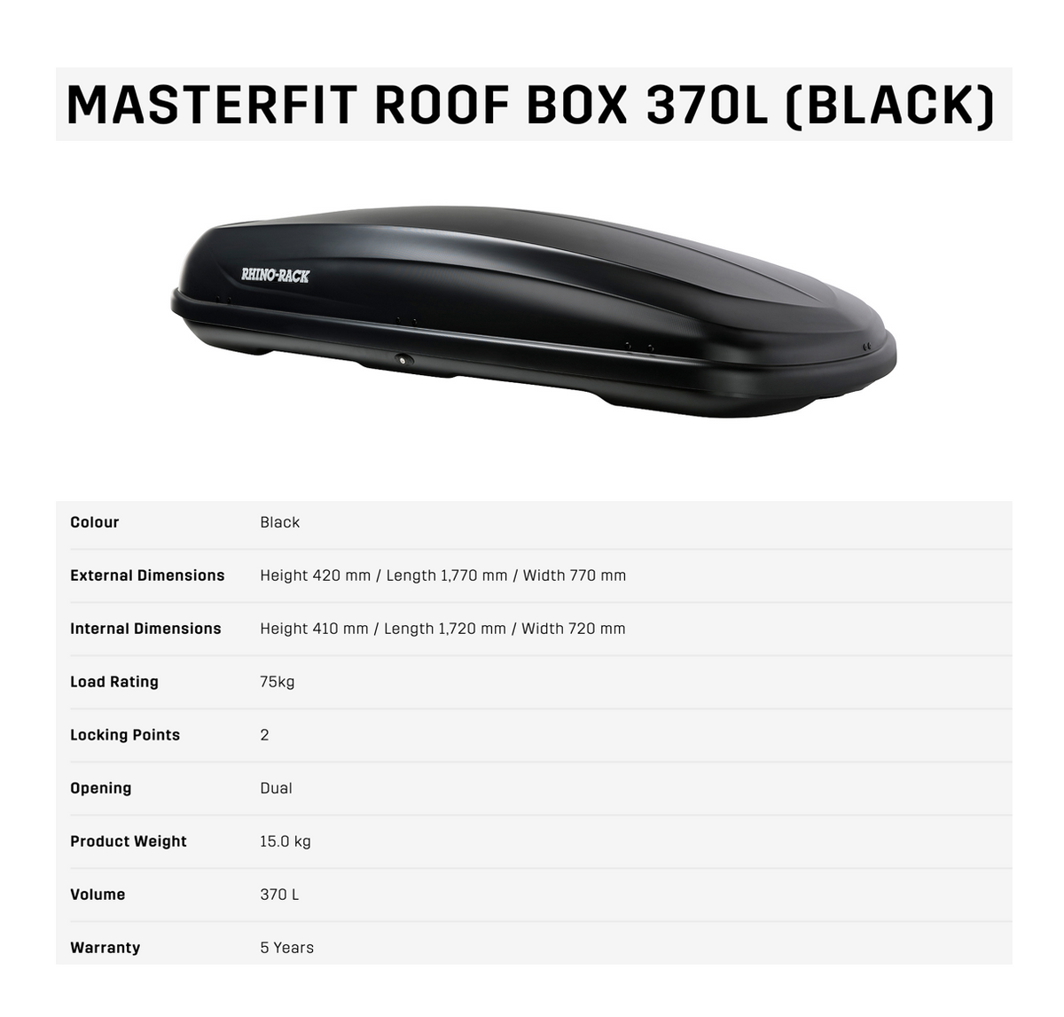 Rhino rack masterfit online 440l