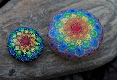 Rainbow Mandala Hand Painted Stones