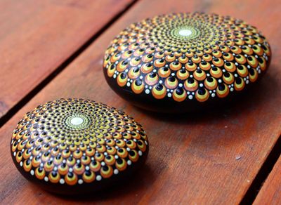 Golden Dahlia - Hand Painted Stones