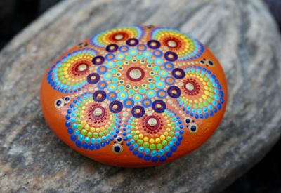 Tangerine Dream Handpainted Mandala Stone