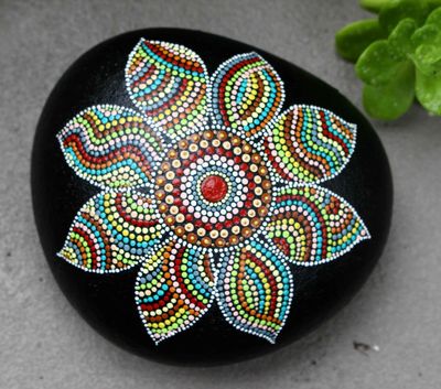 &quot;Flower Power&quot; Hand Painted Stone
