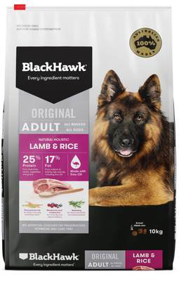 Black Hawk Original Adult Lamb and Rice Dog Food 3/10/20kg