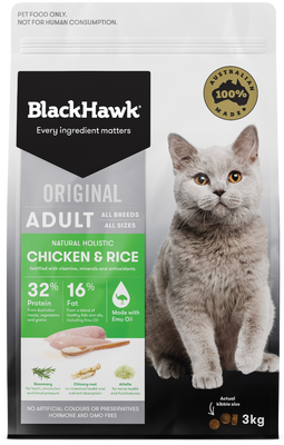 Black Hawk Original Adult Chicken and Rice Cat Food 3kg