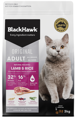 Black Hawk Original Adult Lamb and Rice Cat Food 3kg