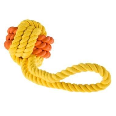Yours Droolly Rubber Rope and Ball Dog Toy
