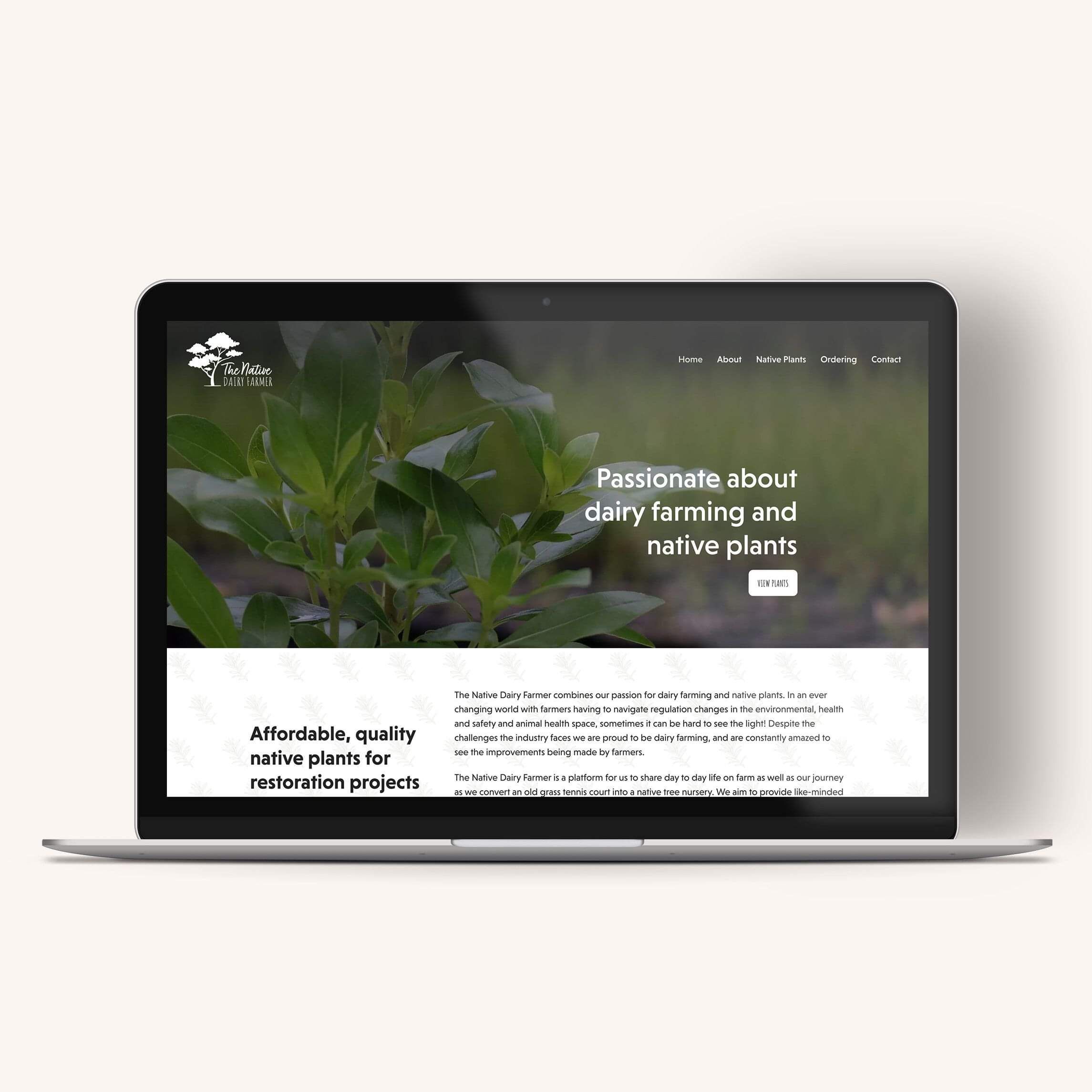 Website design for The Native Dairy Farmer. Native plant suppliers in the Waikato. Website by Creative Box, Te Awamutu.