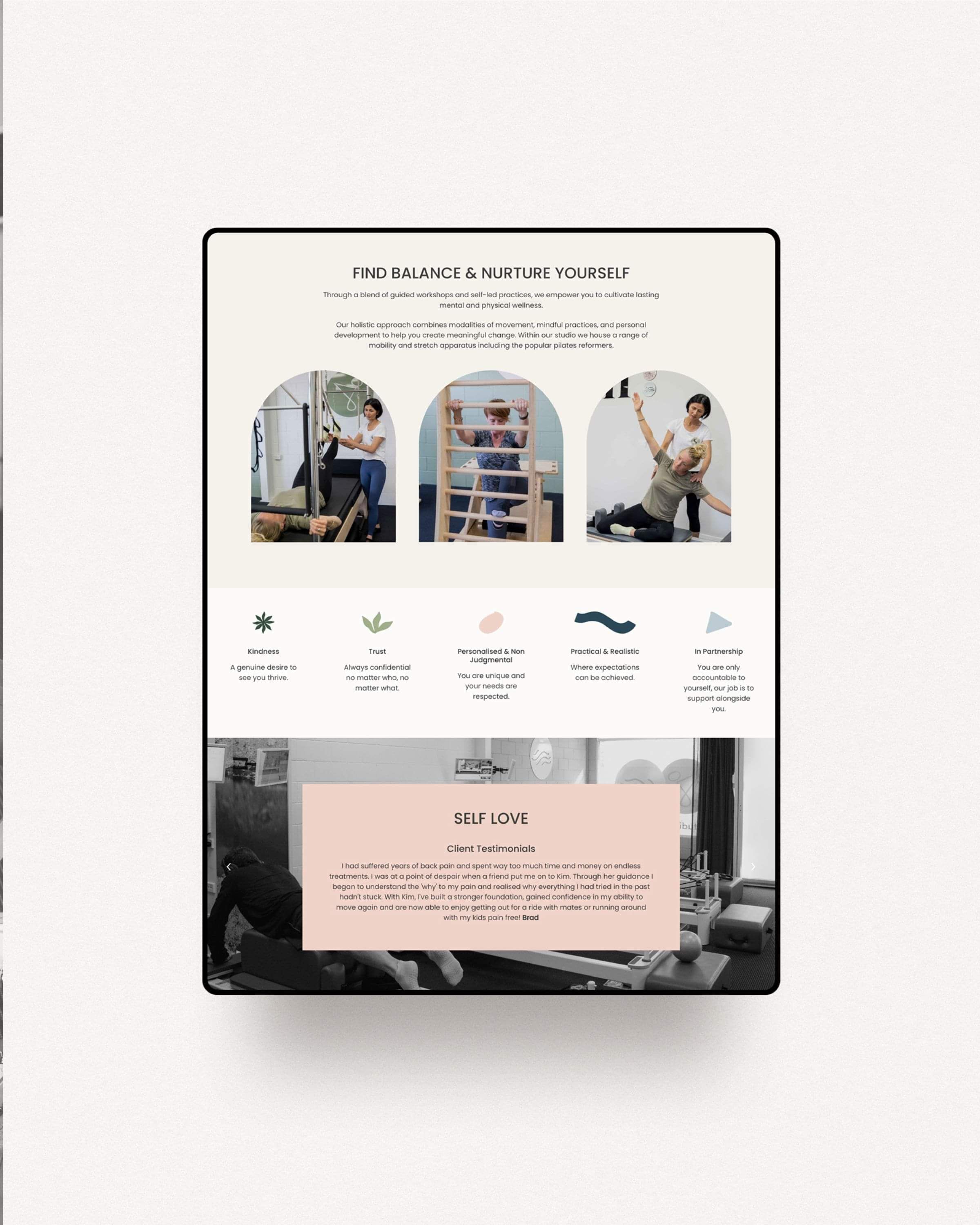 Image of Self branding, wellness studio in Alexandra. Website by Creative Box.  New Zealand. 