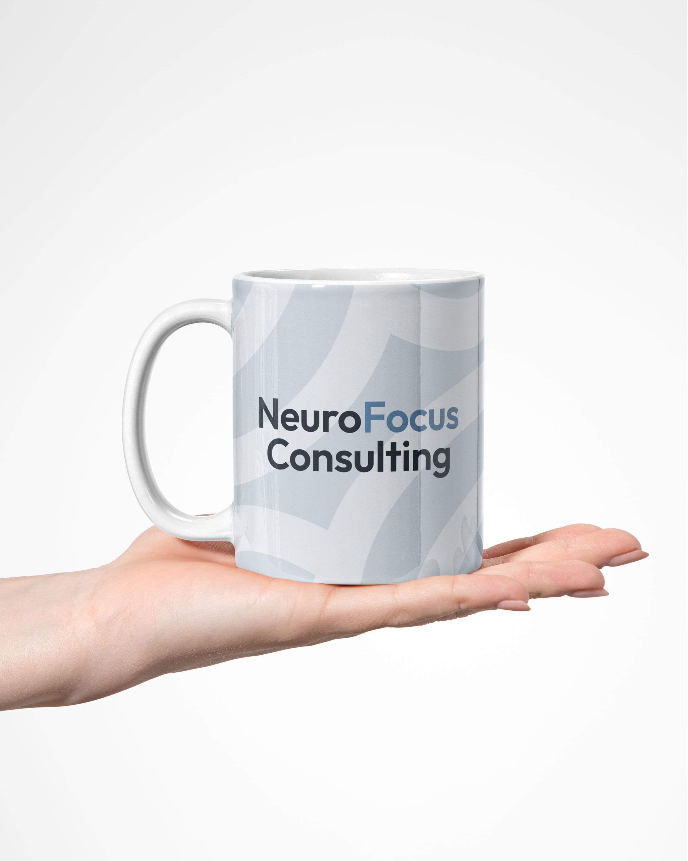Image of the logo designed for NeuroFocus Consulting mocked up on a ceramic mug. Creative Box, Waikato, New Zealand.