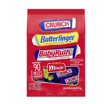Butterfinger, Baby Ruth, Crunch Mini Bars Assorted 90pcs