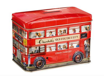 English Double Decker Bus Money Box with Toffees