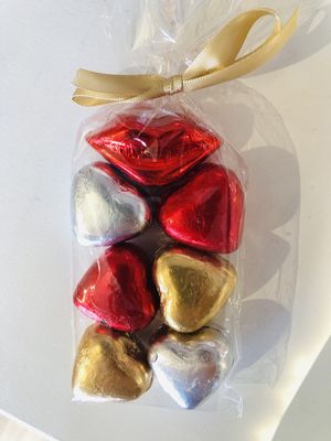 Milk Chocolate Foiled Hearts and Lip