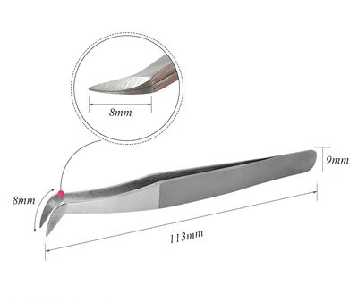 Curved Boot Tweezer Stainless Steel AS09