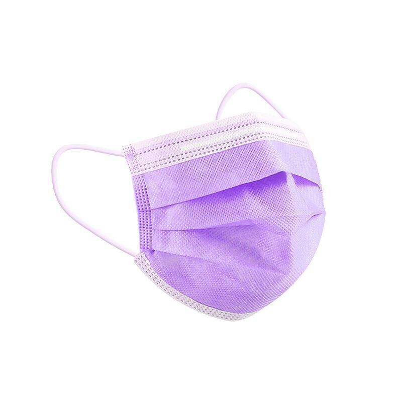 pink and purple disposable masks