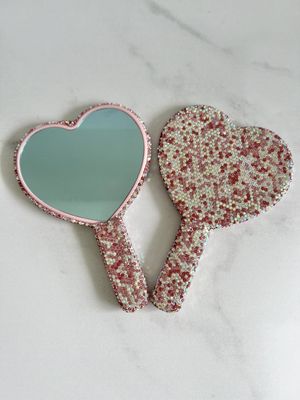 Pink Sparkle Heart Mirror