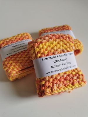 Handmade 100% Cotton Face Scrubbie Set of 4 Coral Mixed