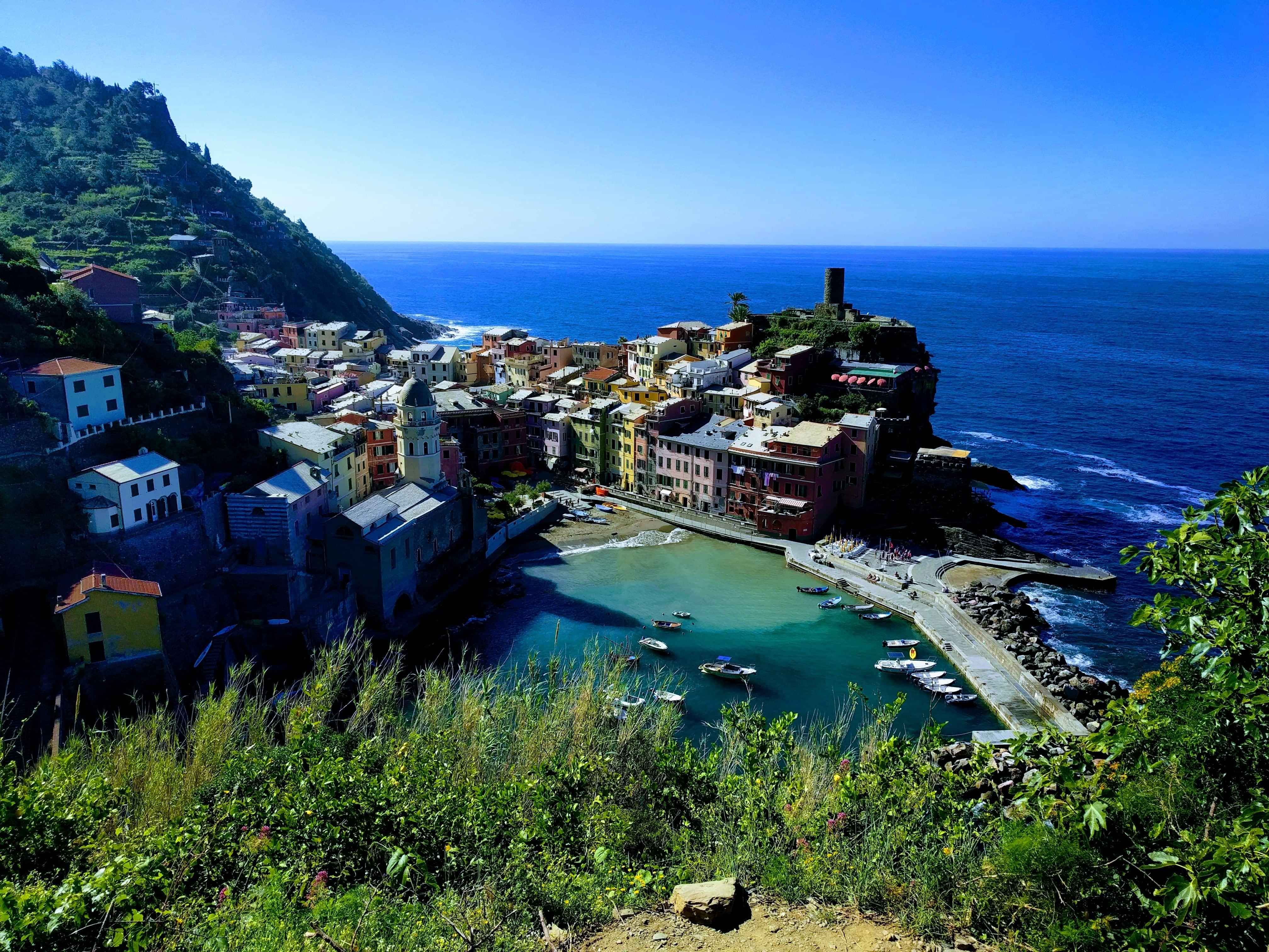 The author looking down on a Cinque Terre village