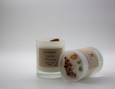 Classic - &quot;In Memory&quot; Crystal and Botanical Candle
