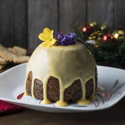 Kahlua-Infused Christmas Fruit Pudding from IntheMix