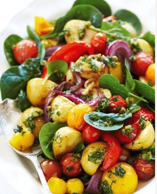 Roast Vegetable Spinach Salad - Side Dish from IntheMix