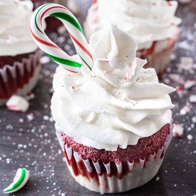 Candy Cane Christmas Mini Cupcakes from IntheMix