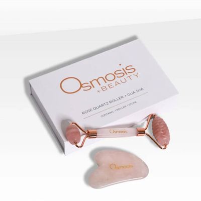 Rose Quartz Roller + Gua Sha Set