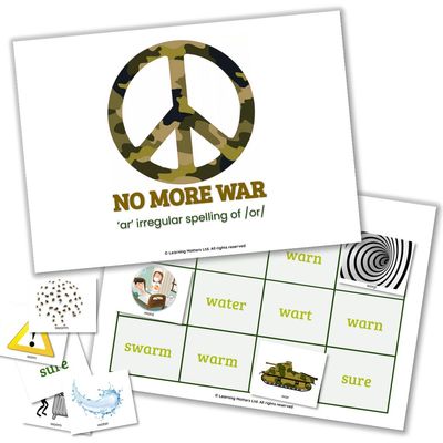 FREE | No More War - irregular words resource bundle