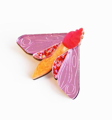 Moth Brooch - Pink