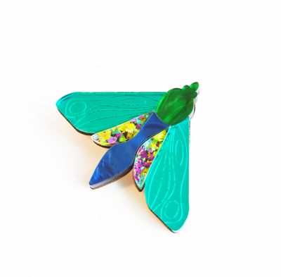 Moth Brooch - Green