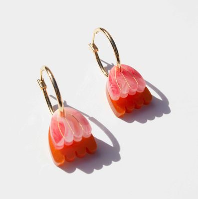 Palm Earring - Coral