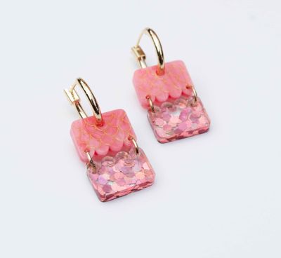 Wave Earring - Coral