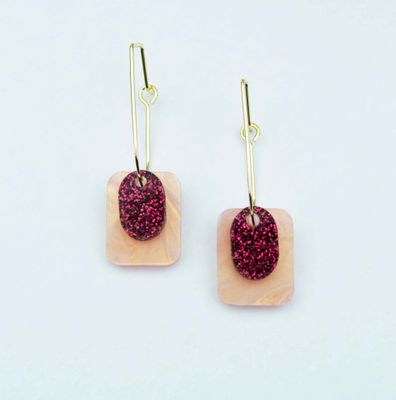 Bella Earring - Blush/Merlot