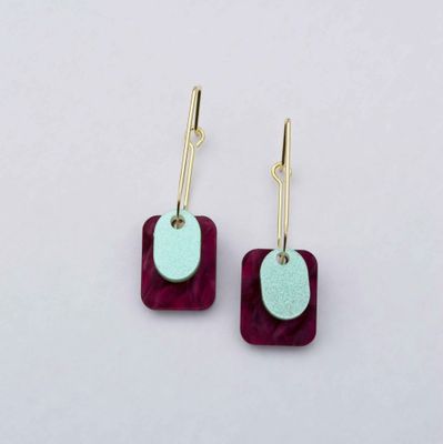Bella Earring - Merlot/Ice Blue