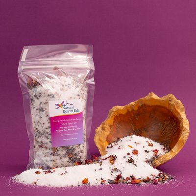 600g of Natural Epsom Salt with Organic Rose Petals &amp; Lavender SLIP INTO SERENITY