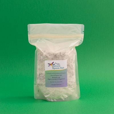 750g compostable bag of Natural Epsom Salt with Organic Lavender &amp; Peppermint REVITALISE