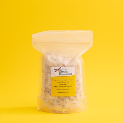 750g compostable bag of Natural Epsom Salt with Organic Camomile &amp; Calendula SOOTHE