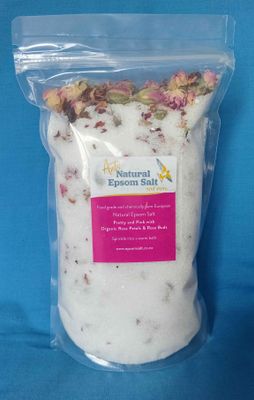 5.5.-  1.2kg of Natural Epsom Salt with Organic Rose Petals &amp; Rose Buds PRETTY AND PINK