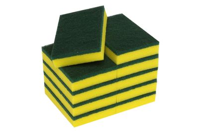 Sponge Scourer Green/Yellow 6&quot; x 4&quot; (Pack of 10)