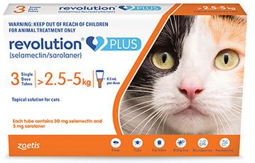 Revolution PLUS Medium Cat 2.5 5 kg 3 Pack Flea Worm Healthy