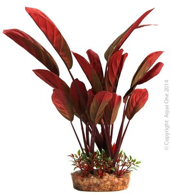 Aqua One Silk Plant - Red Echinodorus W/gravel Base (L)