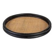 Linens &amp; More Rattan Tray with Woven Base - Black