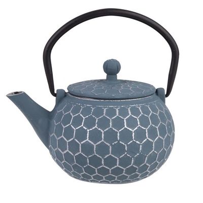 Teaology Cast Iron Teapot - Honeycomb Blue/Silver