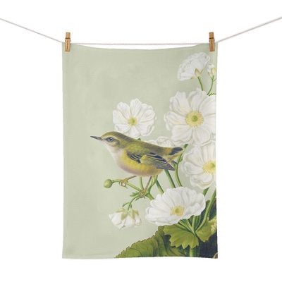 100% NZ Birds &amp; Botanicals Rifleman Tea Towel