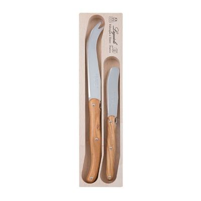 Andre Verdier Laguiole Cheese Knife/Spreader Set - Olive Wood