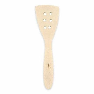 French Woodware Beechwood Curved Spatula W/Holes