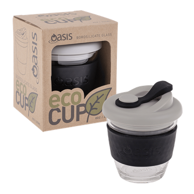 Oasis Borosilicate Glass Coffee Cup  - Black