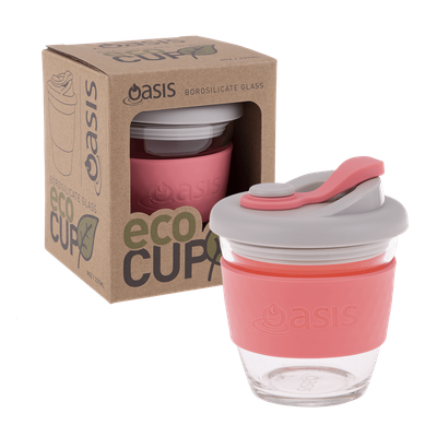Oasis Borosilicate Glass Coffee Cup - Coral