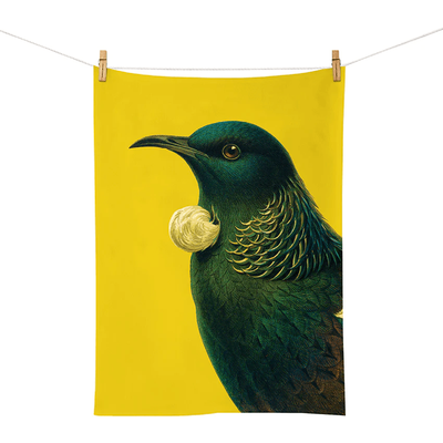 100% NZ Bright Birds Tui Tea Towel