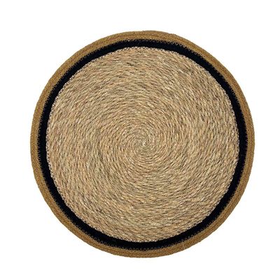 Linens &amp; More Seagrass/Jute Round Placemat - Black/Cumin