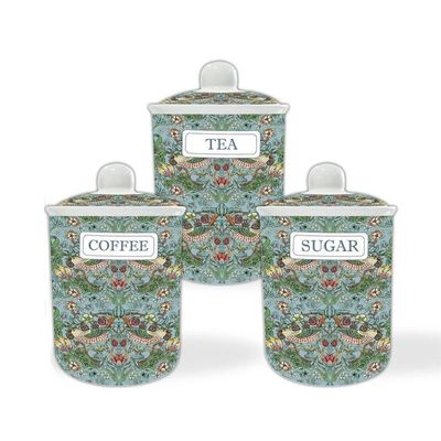 Heritage Strawberry Thief Canisters - Aqua